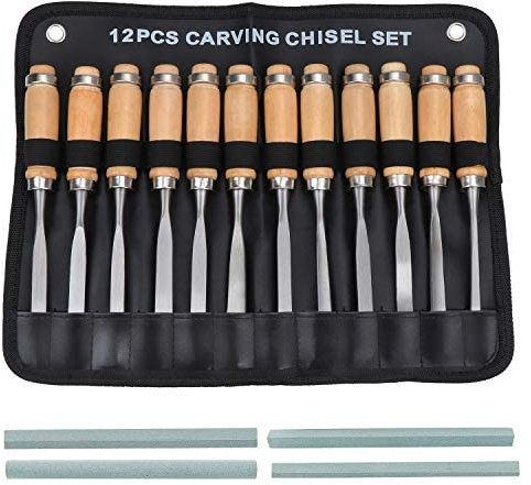 KEESIN Holz Schnitzerei Handmeißel Set, 12 in 1 Profi Holz Bearbeitungs Werkzeug