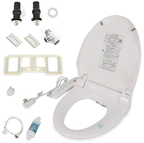 Intelligenter Toilettensitz Bidet Aufsatz, Elektrisch Bidet Toilettenaufsatz mit Vierstufige Temperaturregelung, Schwimmerschalter, Temperatursensor, Dual Sprühdüse, Einfach zu bedienen