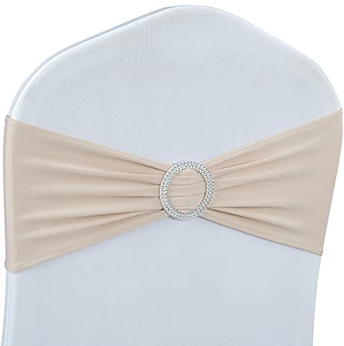 Babenest Cintas con Lazo para sillas, elásticas, con Hebilla Deslizante, universales, para Bodas, Fiestas, Ceremonias, recepciones, decoración de Banquetes, 30 Unidades, champán