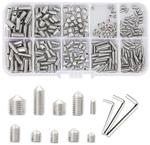 YSDMY 308 Piezas Tornillos Prisioneros de Cabeza Hexagonal M3 M4 M5 tornillos sin cabeza con Llave Allen，tornillo prisionero para manilla puerta