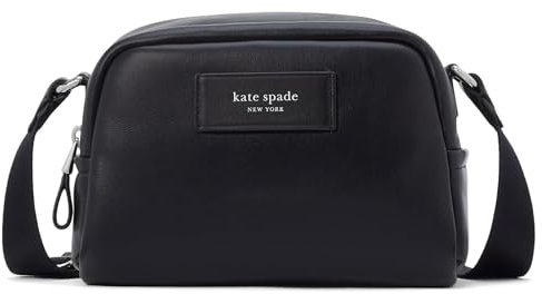 kate spade new york Damen Puffed Smooth Leather Small Crossbody Umhängetasche, Schwarz