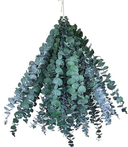 WANYI 10 Stück Eukalyptus Getrocknet Natürlich Trockenblumen Eukalyptus Deko 40CM-50CM Trockenblumenstrauß Eukalyptus Pflanze für Hochzeit Heimdekoration Tischdeko Blumenarrangements (Blau)