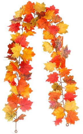 Herbstdeko, 1.75m Künstlich Herbstdeko Innen Ahornblatt Herbstdeko Kranz und Herbstdeko Tisch Herbstdeko Tür Zur Dekoration verwendet Herbstdeko Blätter für Halloween und Weihnachtsdekoration