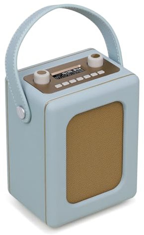 DAB Radio Portable 20hr Play | Retro DAB+ Radio with Bluetooth | Mains and Battery | Dual Alarms Clock | FM,60 Presets, Headphone Jack | Kitchen Radio | LEMEGA CR9 Blue