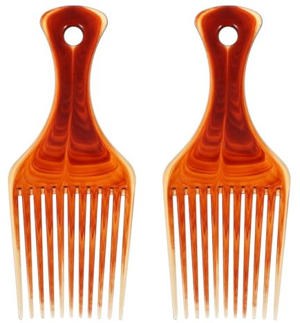 2 Stück Lockenkamm,Ymapinc Afro Kamm Grob Afrokamm Amber Strähnenkamm Schuppenkamm Kamm für Locken für Dickes Haar lockiges Haar Dreadlocks(17,5cm)