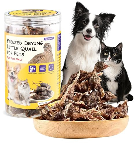 3.52oz/100g Freeze Dried Little Quail, Dogs Cats Treats with High Protein, Single Ingredient Pet Snacks, Healthy Tasty Dry Pet Food