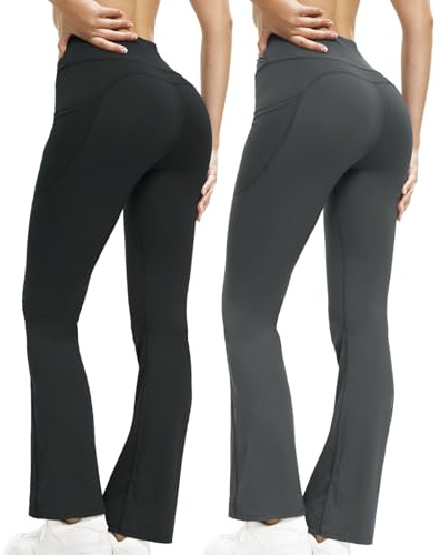 MiDoDo 2 Leggins Mujer Pantalon Yoga Mallas Deporte Leggings Suaves Elásticos de Cintura Alta
