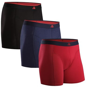 DANISH ENDURANCE Bamboo Boxer Shorts for Men, Breathable Underwear, Soft Antibacterial Pants, Optional Open Fly, 3 Pack