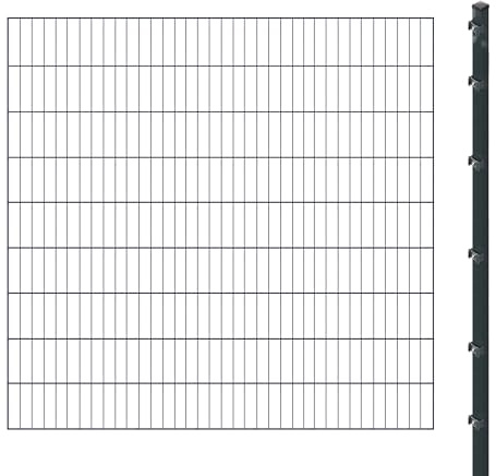 Einstabmattenzaun inkl. Pfosten zum Einbetonieren (Höhe: 180 cm, Länge: 8 m) | Einstabmatten in Anthrazit | UV- und witterungsbeständig