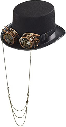 Steampunk Cappelli A Top Per Gli Uomini Con Occhiali Da Viaggiatore Del Tempo Cappello Accessori Per Halloween Steampunk Viaggiatore Del Tempo