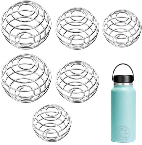 GNALIA Botella Para Batidos De Proteínas - 4 Unidades De Acero Inoxidable, Bola Mezcladora Plateada, Agitador Metálico Para Deportes Con Tamaños 8G, 10G, 12G.