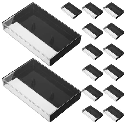 Cabilock Scatola di immagazzinaggio in plastica per 15 cassette audio, custodia trasparente antipolvere, 108 x 7 cm, impilabile e leggero, protezione solida per nastri audio vintage organizzatore