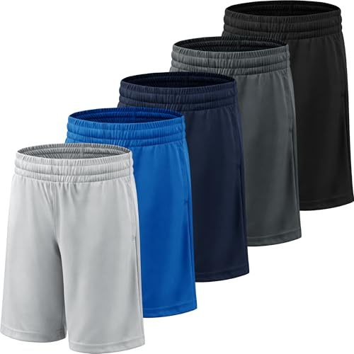 YOIOWVY Boys School Shorts PE Athletic Running Shorts Kids Casual 5Pcs