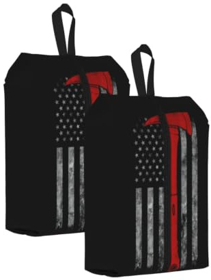 Firefighter Axe Red Line Flag Print Large Capacity Travel Shoe Luggage Bag, Waterproof Portable Footwear Storage Bag for Swimming