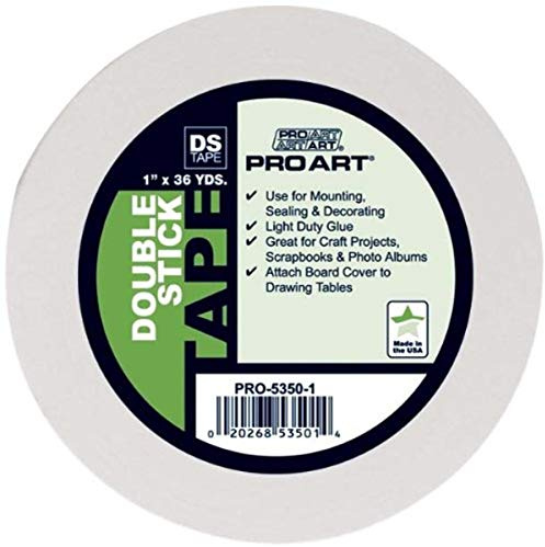 PRO ART Double Stick Adhesive Tape, 1/2-inch x 36-Yard Roll, Transluscent