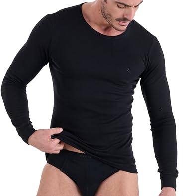 Navigare 113 (Pacco Da 3), Maglia intima a maniche lunghe Uomo, Nero, L confezione da 3