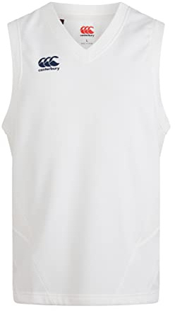 Canterbury Camiseta sin Mangas para Hombre, Chaleco Tipo suéter, Sudadera Blanca de críquet