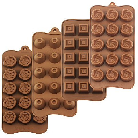homEdge Trüffelform, Silikonformen Gussformen, Set mit 4 Packungen, lebensmittelechte Antihaft-Silikon-Gelee, Schokolade, Süßigkeiten, Eisformen