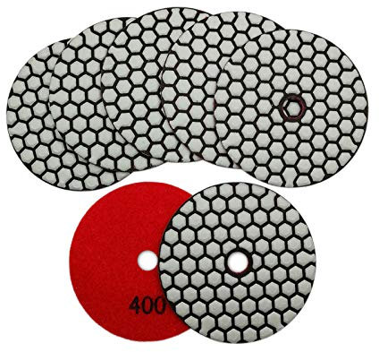 SHDIATOOL Trockene Diamant Polierscheibe 7 Stk. Streugut 400 für Granit Stein Beton Marmor Dia 4 Zoll/100MM