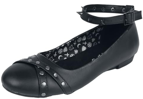 Gothicana by EMP Femme Ballerines Noires à lanières EU38
