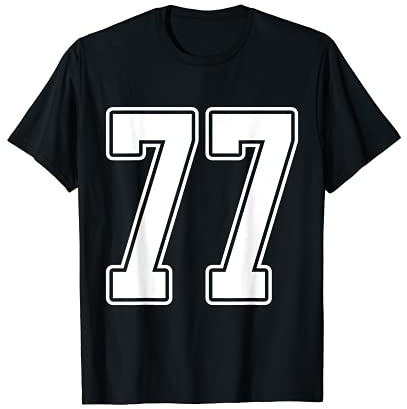 #77 Bianco Outline Numero 77 Sport Fan Jersey Style Maglietta