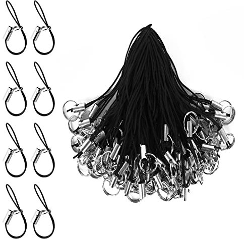cobee 200 piezas de Correa de anillo dividida para teléfono celular correa de anillo desmontable para teléfono cordón de muñeca DIY cuerda de Lariat cordones coloridos para dijes colgantes