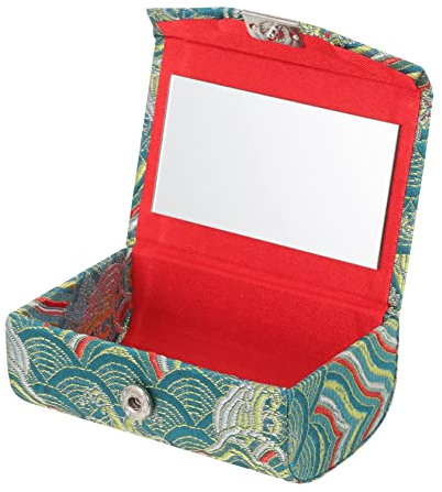 Beatifufu Ladies Lipstick Case Elegant Chinese Style Portable Lipstick Holder for Purse Lightweight Cosmetic Storage Mirror for Travel and Daily Use