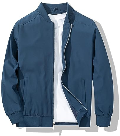 XiaoYouYu Chaqueta bomber para hombre, moderna, elegante, ligera, cortavientos, para primavera y otoño, chaquetas casuales para hombre, Azul Real, Medium