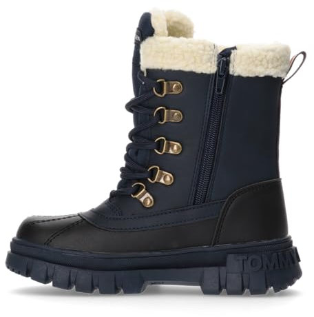 Tommy Hilfiger Damen Boots Winter-Stiefel - Lace-Up Bootie Teddy Boots, Farbe:Blau, Schuhe NEU:EU 41