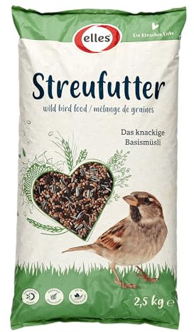 Elles Streufutter 6 x 2,5 kg Basismüsli I Klassisches Wildvogelfutter zur Ganzjahresfütterung | 100% natürlich | Ideal für Gemischtfresser | Ambrosia kontrolliert…