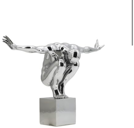 Decorative Sculpture Polyresin Figurine Man…Modern Escultura moderna decorativa para el hogar con la Figura de un Hombre (Silver)