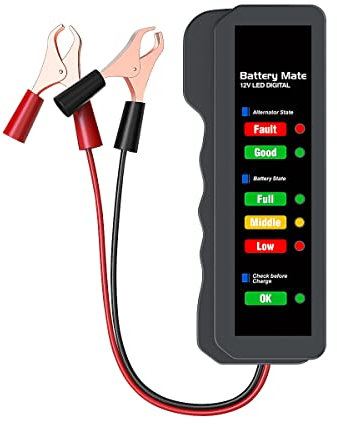CGEAMDY Car Battery Tester, Car Lighter Plug Diagnostic Tool, LED Voltage Digital Auto Battery Charging System Tester, Alternator Charging Tester with LED Indicator Light, For Vehicle Boat Truck