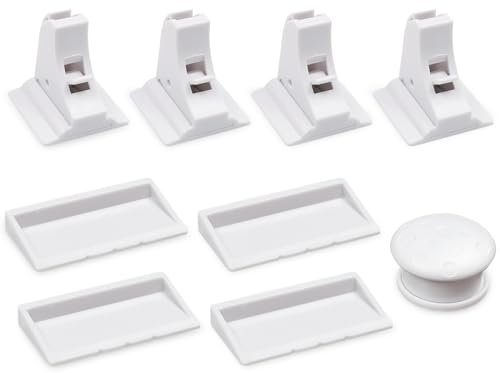 ZITUZY Babysicherheit Magnetisches Schrankschloss, Magnetisches Schrankschloss Kindersicherung 4 Schlösser + 1 Schlüssel, Selbstklebender Sicherheitsverschluss, für Küche und Schlafzimmer (Weiß)