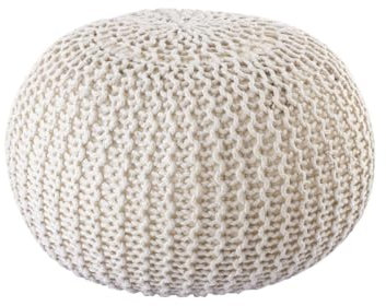 Amago home Pouf Outdoor ø 55 o. 45cm Bodenkissen Sitzpouf Hocker wetterfest pflegeleicht & nachhaltig Größe ø 45 cm, Farbe beige - lipizano