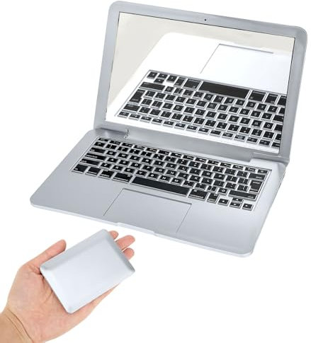 Mini Laptop Spiegel, Laptop Schminkspiegel Tragbarer Gefälschter Laptop Make up Spiegel Klappspiegel Makeup Spiegel Rasierspiegel Schmink Spiegel für Bilden, Puppenhaus Dekoration, Katzenspielzeug