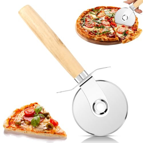 Roulette Pizzas, Découpe Pizza en inox, Coupante Couteau de Pizza, Pizza Cutter, pour Coupe de Pizzas, Tarte, Gâteau, Gaufres,Lavable au lave-vaisselle
