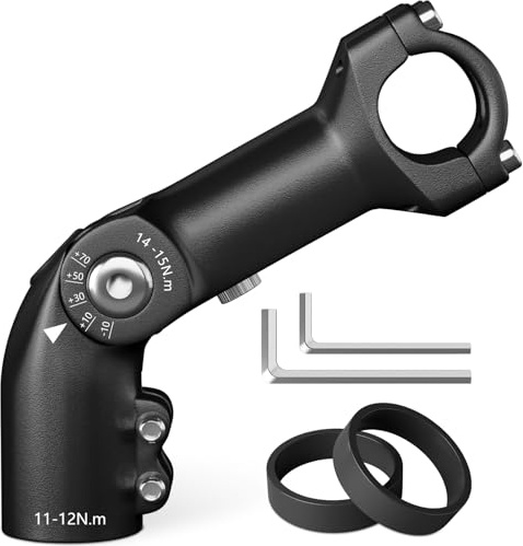 CLOPAE Verstellbarer Lenkervorbau, Lenkererhöhung (-10° bis +70°), 31.8mm*110mm, Fahrradlenker Erhöhung, Sechseckiges Lochdesign, Lenkererhöhung Fahrrad für MTB/Rennrad/BMX