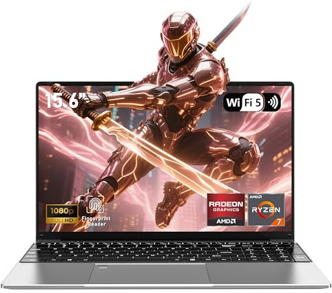 FUNYET 15,6 pollici Gaming Laptop Computer, Processors R7 5700U Win 11 Laptop, RAM 16GB SSD 1TB, TFT retroilluminato, WiFi, 6000AMH, HDMI