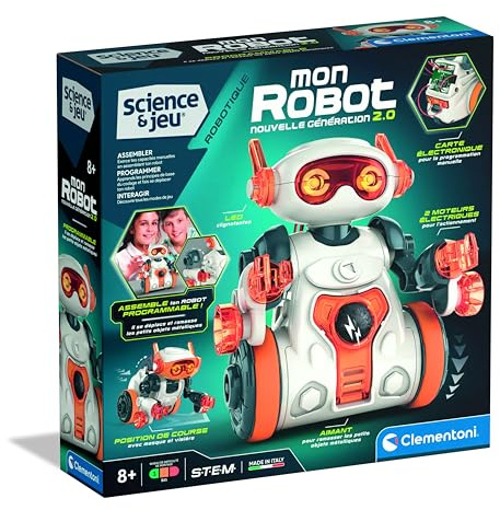 Clementoni - Mon Robot 2.0 à Construire dès 8 Ans - Jouet Éducatif avec Pièces à Assembler pour Découverte de la Robotique - Jeu Interactif et Ludique - Idée Cadeau Enfant Curieux