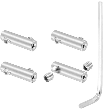 PATIKIL 1.5mm Hole Wire Rope Clips Set, 4 Pcs 304 Stainless Steel Double Holes Lock Cable Clamps Clip with M4 Hexagon Screws Spanner for Wire Rope Fitting, Silver