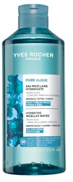 Yves Rocher Pure Algue Agua Micelar Desmaquillante 2 en 1 con Menta Bio - Limpiador Facial y Desmaquillador de Ojos para Maquillaje - Limpieza Profunda y Frescor