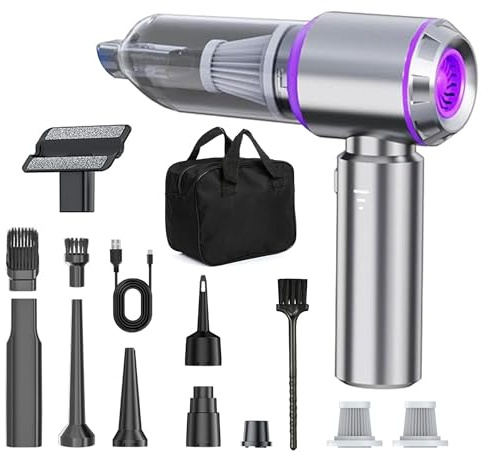 DiliDala Aspiradora de mano con batería, carga rápida actualizada, 25000 PA, aspiradora de coche con batería de 3 velocidades con motor sin escobillas por coche, pelo de animales, limpieza de sofá