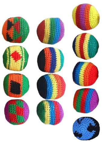 Hand-Made Knitted Footbag Sacks, Handmade Crocheted Footbag Sacks, Foot Bag Crochet Hacky Ball, for Balance Training, Solo Practice and Group Games
