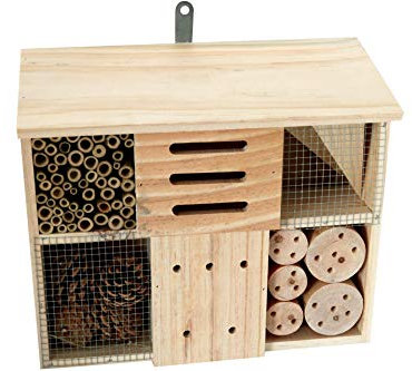 Eifa Insektenhotel Quadratisch 6 Kammern Holz/Nistkasten Natur 29 x 33 cm 6 Kammern Insektenhaus aus Holz für Bienen, Schmetterlinge, Käfer & andere Tiere