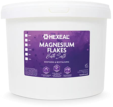 Hexeal Magnesium Flakes 8kg – 8kg Bucket of Magnesium Flakes to Soothe Muscles, Joints & Aches – for Bathing, Gardening & Beauty – Household & Commercial Use