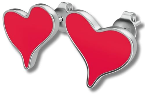 AGUACATESTELL Pendientes Mujer Plata de Ley 925 Aretes Elegantes Corazón Rojo Regalo para Mujeres y Niñas