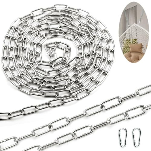 SWTYExt Edelstahl Kette mit Karabiner Stahlkette 2M Ø3mm Edelstahlkette V4A Gliederkette Meterware Rundstahlkette Verlängerungskett Kette für Hundekette Schaukeln Ketten Ankerkette Hängesessel