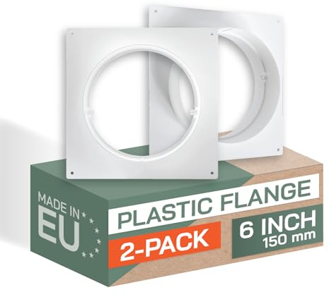 Vent Systems 150 mm Lüftungskanal Flansch - 2 Stück - Kanalverbinder Platte aus Kunststoff für Rohr - Luftkanal Adapter für Heizung, Kühlung, Abluft, HVAC Systeme - Verbinder für Lüftungsrohre