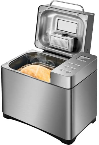 Macchina per il pane in acciaio inox, 650 W, macchina per il pane Bread Machine Baker, 19 programmi, con dispenser di noci, 3 misure, timer di ritardo per pane fatto in casa, yogurt, marmellata