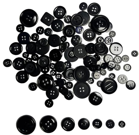 80-100 PCS Assorted Colored Resin Buttons for Sewing Crafts DIY Projects | and Handmade Ornament - Multiform,Black series